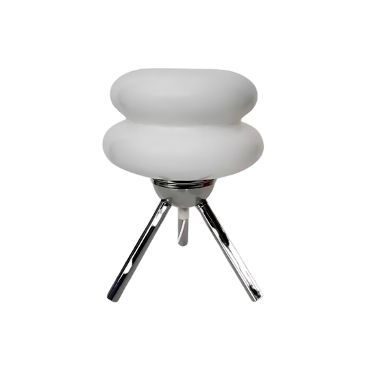 Pastel Dream glass table lamp in white on a chrome tripod, product view