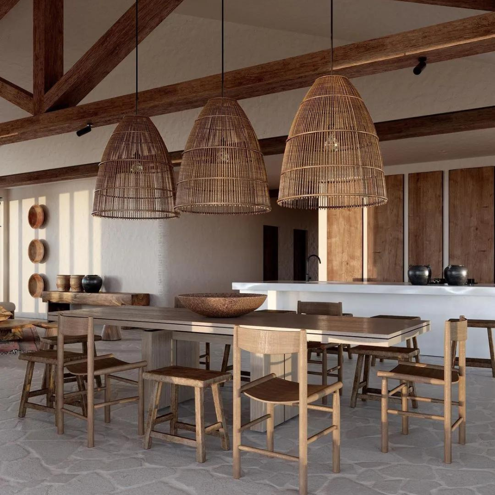 Runa Boho Rattan Pendant Light