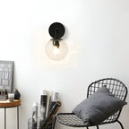 Modern Retro Rippled Glass Sphere Wall Light