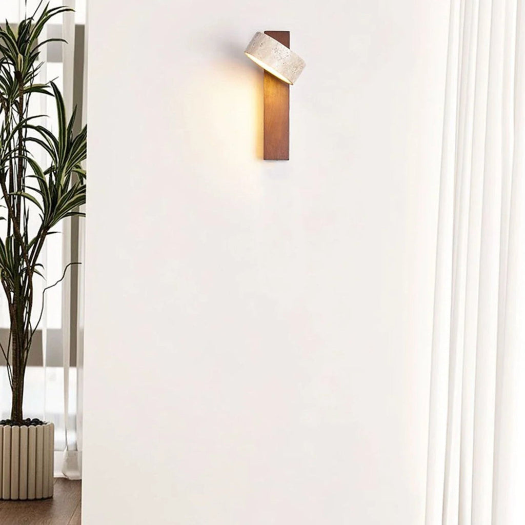 Travertine Wood Bedside Wall Light