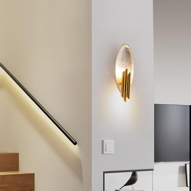 Luxury Oval Gold Foil Texture Metal Wall Light
