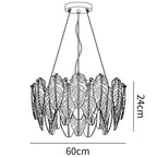 Luxury Gold Glass Feather Chandelier