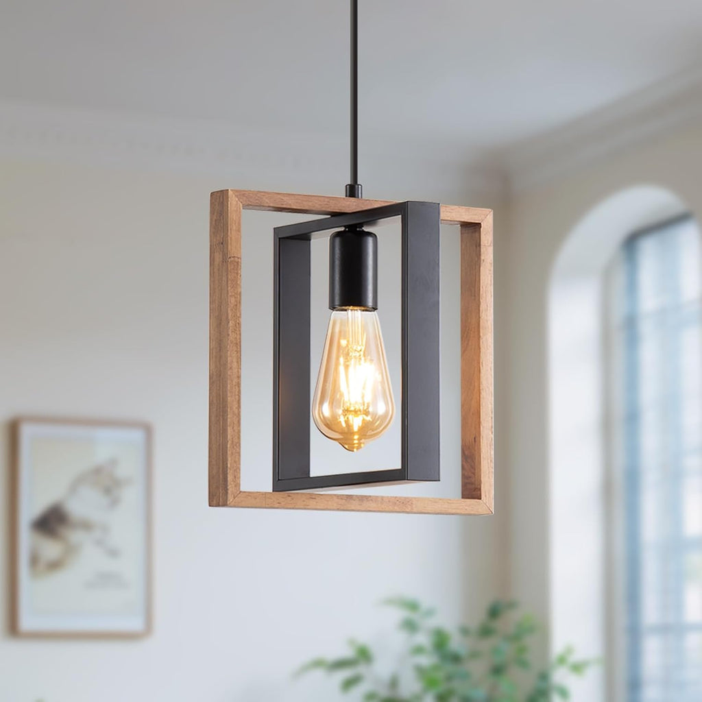 Rowan Wood and Metal Rustic Pendant Light