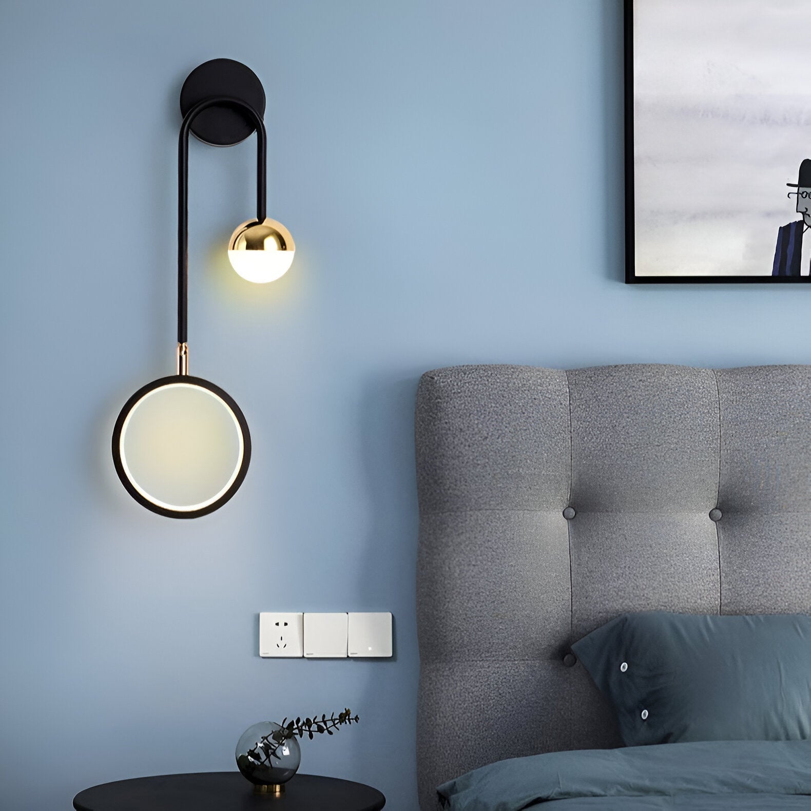 LED Nordic Sconce Round Rotatable Iron Wall Light