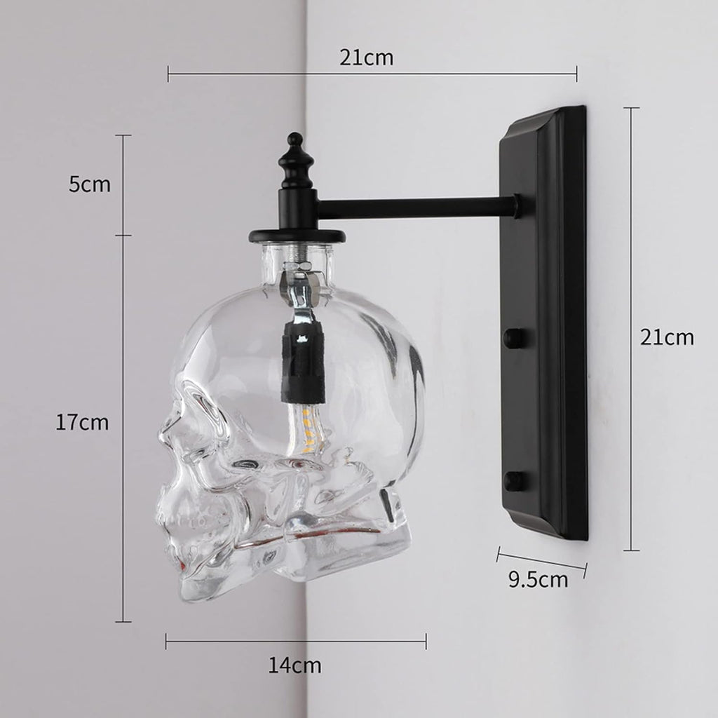 Clear Glass Skull Wall Light