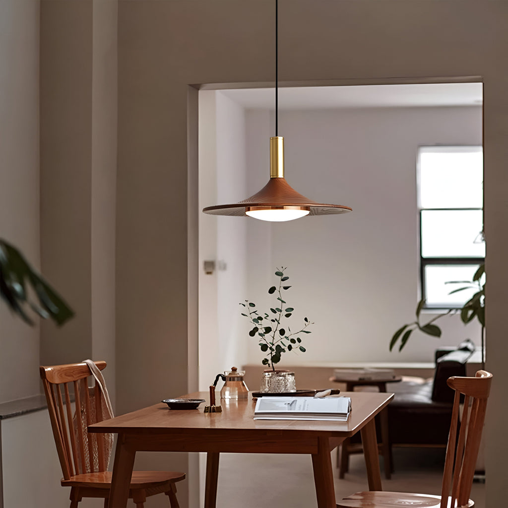 Nordic Style Walnut-Finish Iron Pendant Light