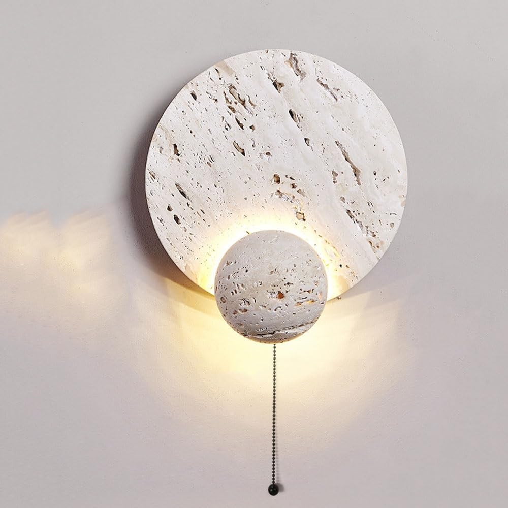 White Travertine Cream Style Wall Light