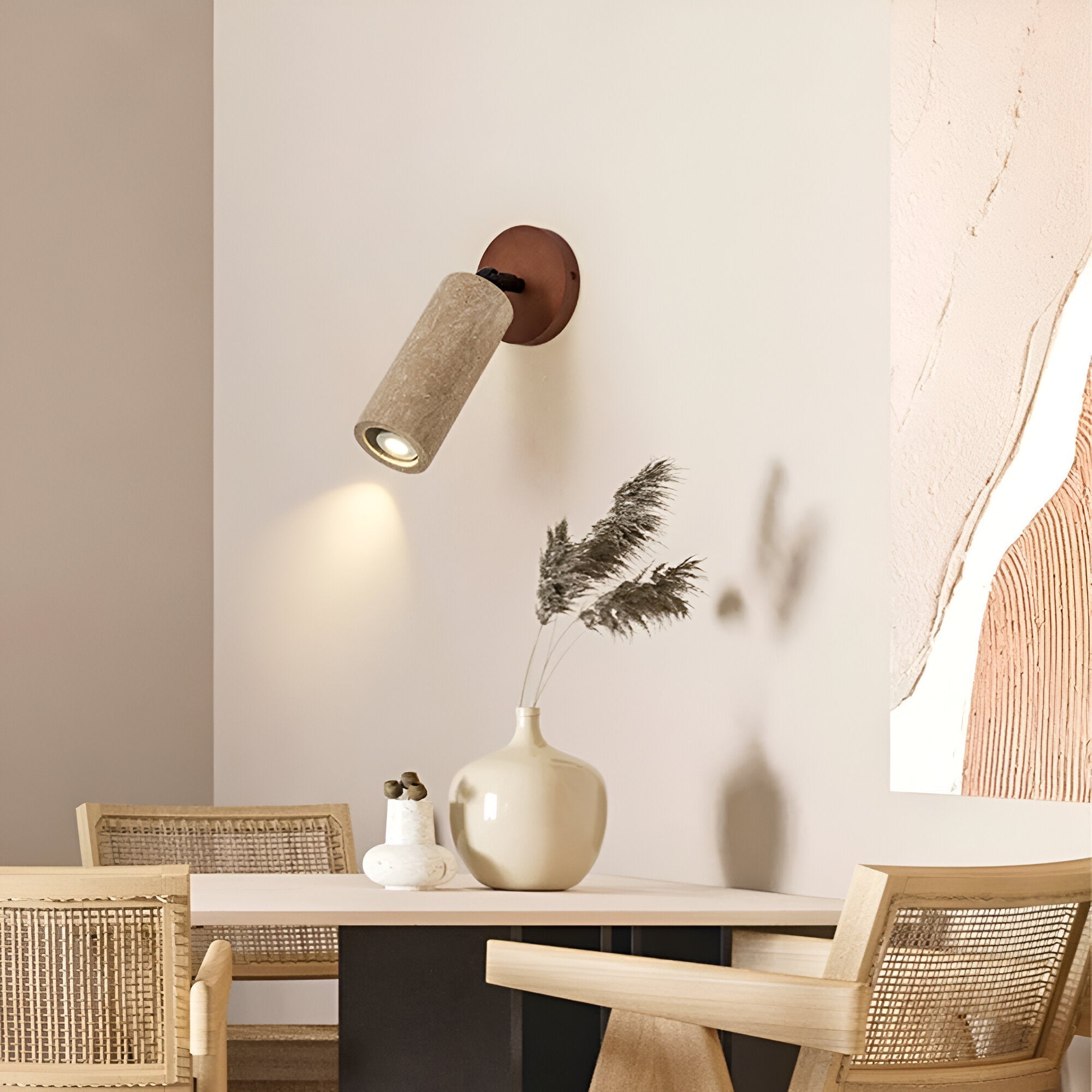 Yellow Travertine Wood Adjustable Ceiling and Wall Light