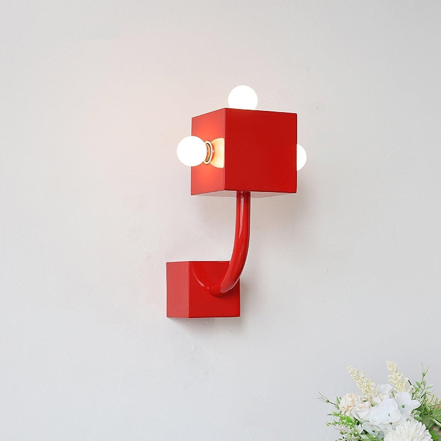 Modern Red Cube Wall Light