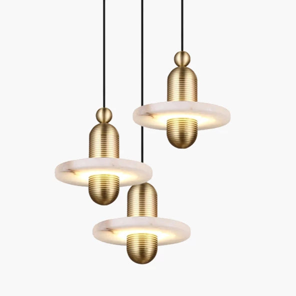 Modern Iron Alabaster Disc Minimalist Pendant Light