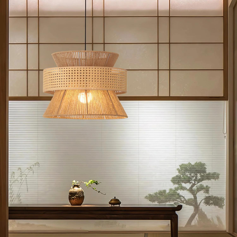 Handwoven Hemp Rope Rattan Veil Pendant Light