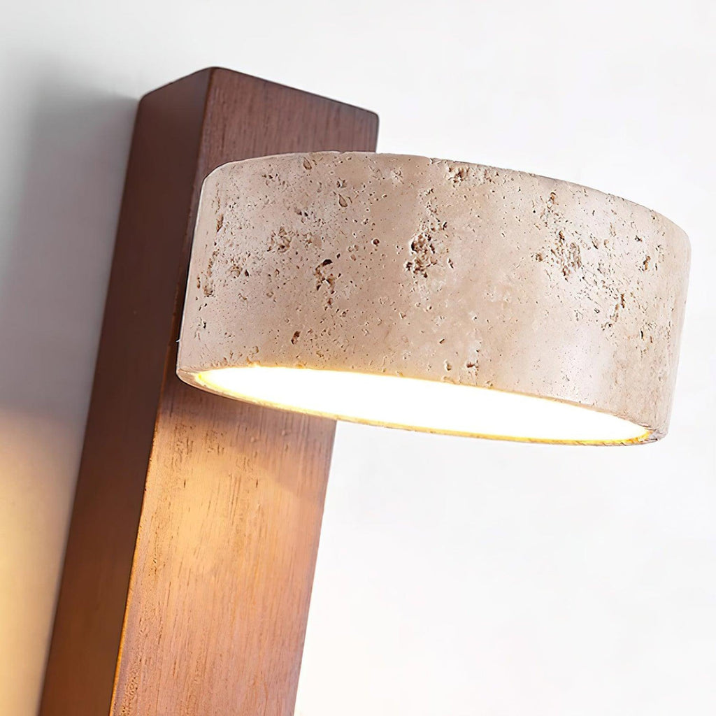Travertine Wood Bedside Wall Light