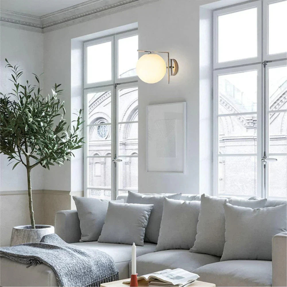 Calla Hanging Glass Globe Nordic Brass Wall Light