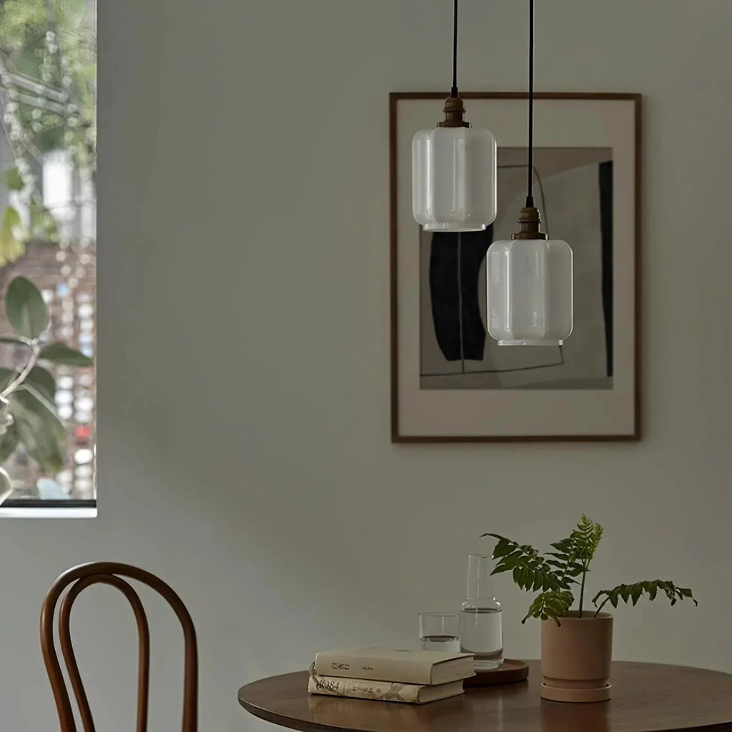 Aurelia Vintage Retro White Jade Glass Pendant Light