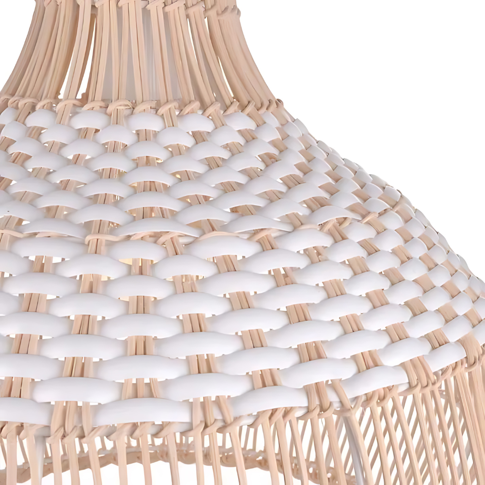 Breezy White Elegance Natural Rattan Pendant Light