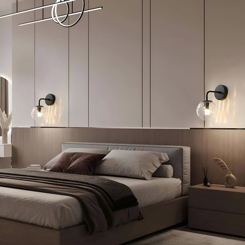 Modern Retro Rippled Glass Sphere Wall Light