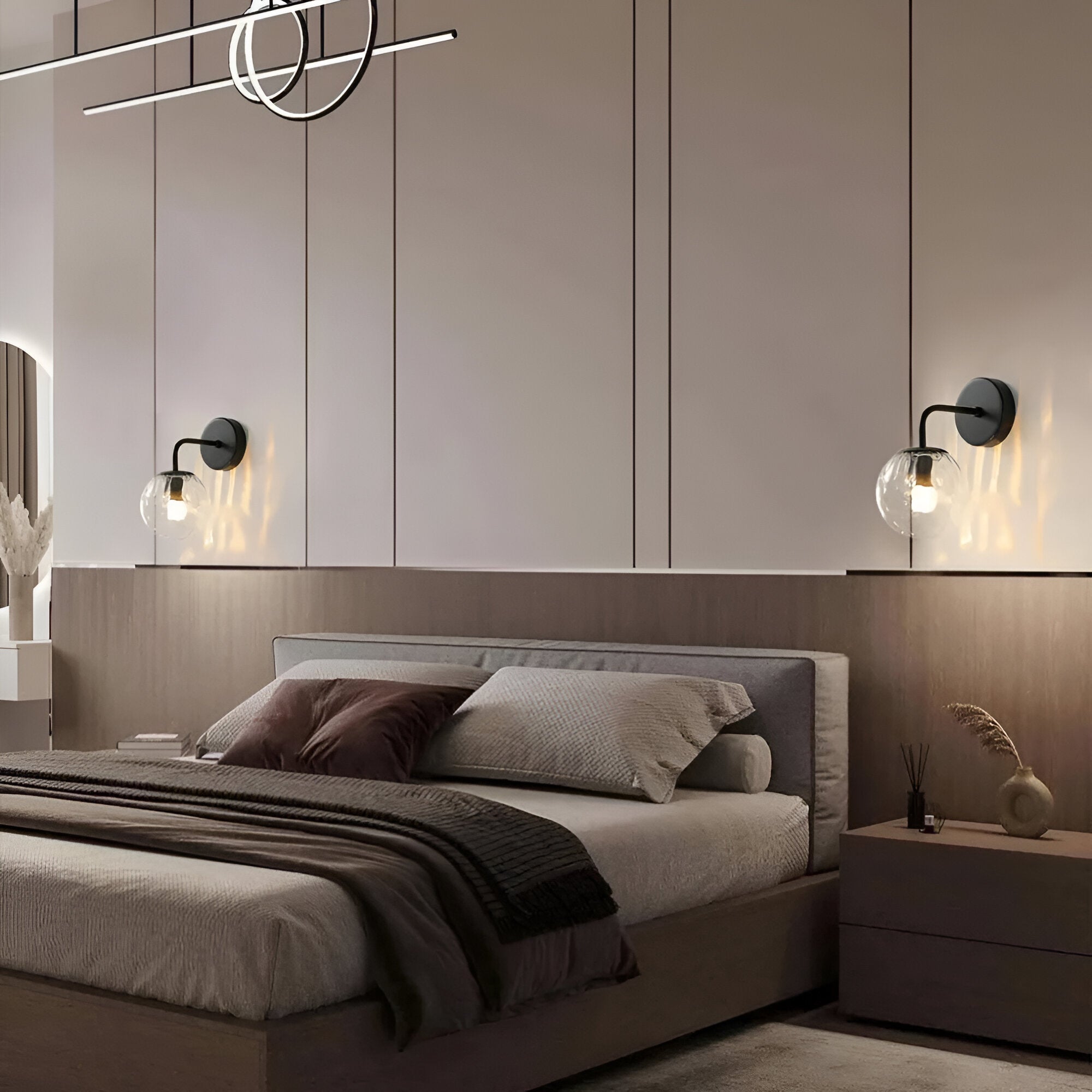 Modern Retro Rippled Glass Sphere Wall Light