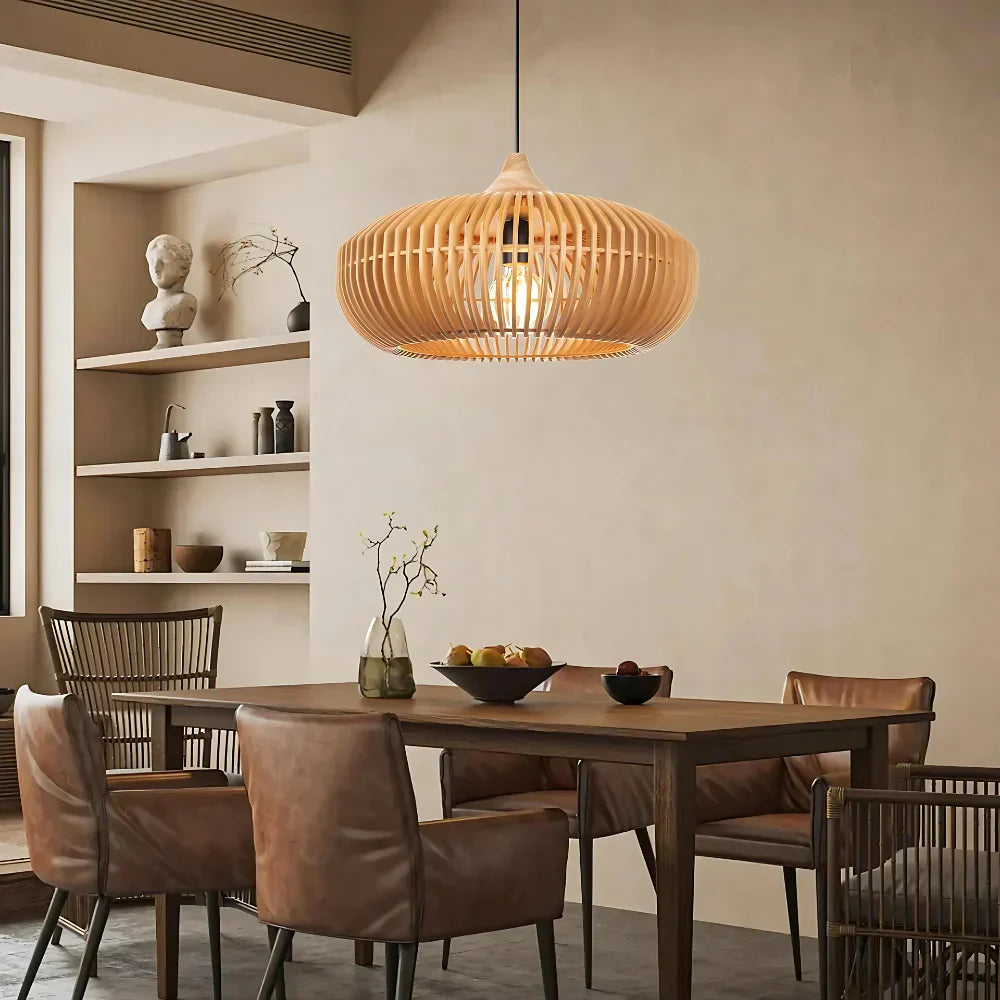The Halo of Zen Japandi Wood Pendant Light