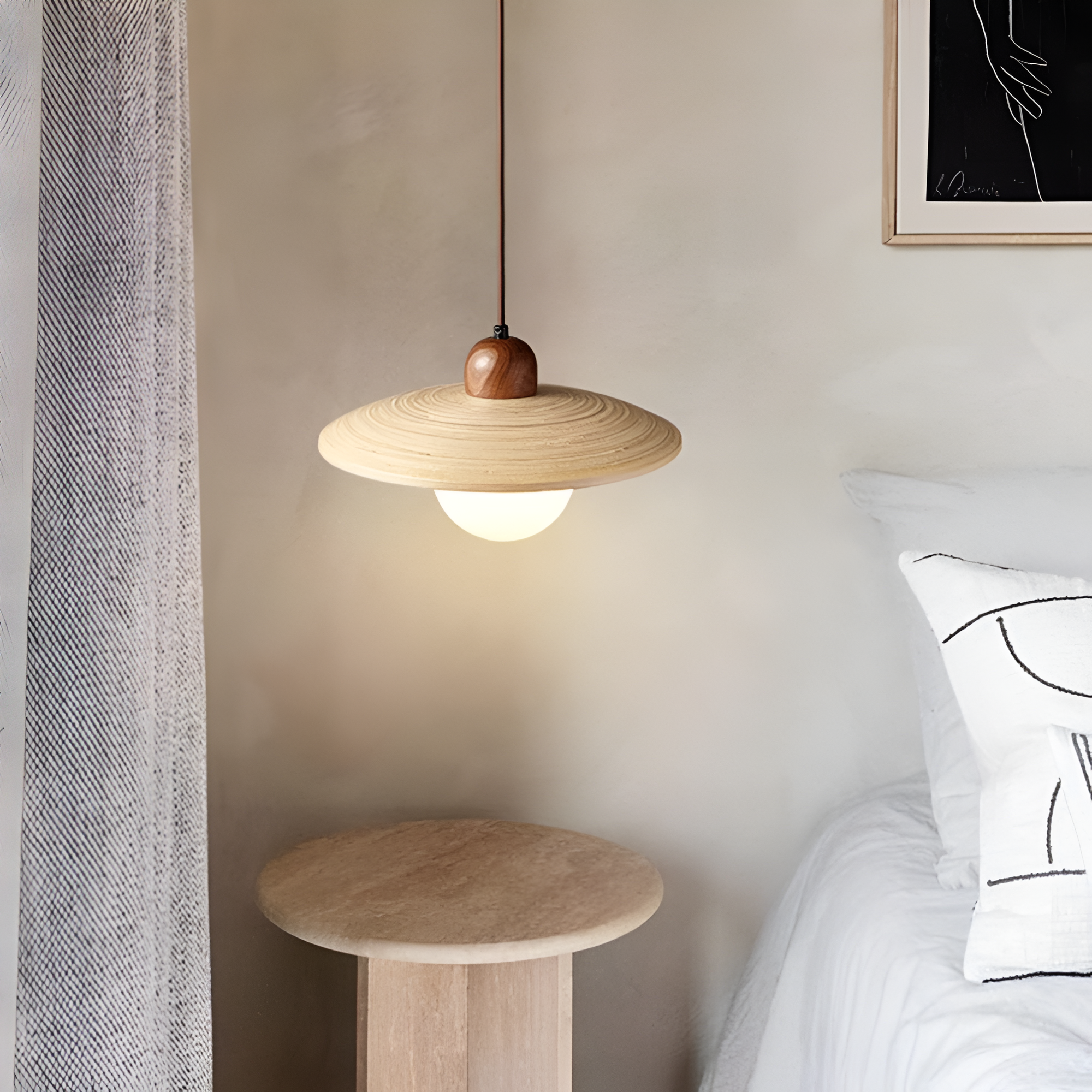 Elara Japandi Wood Elegance Pendant Light