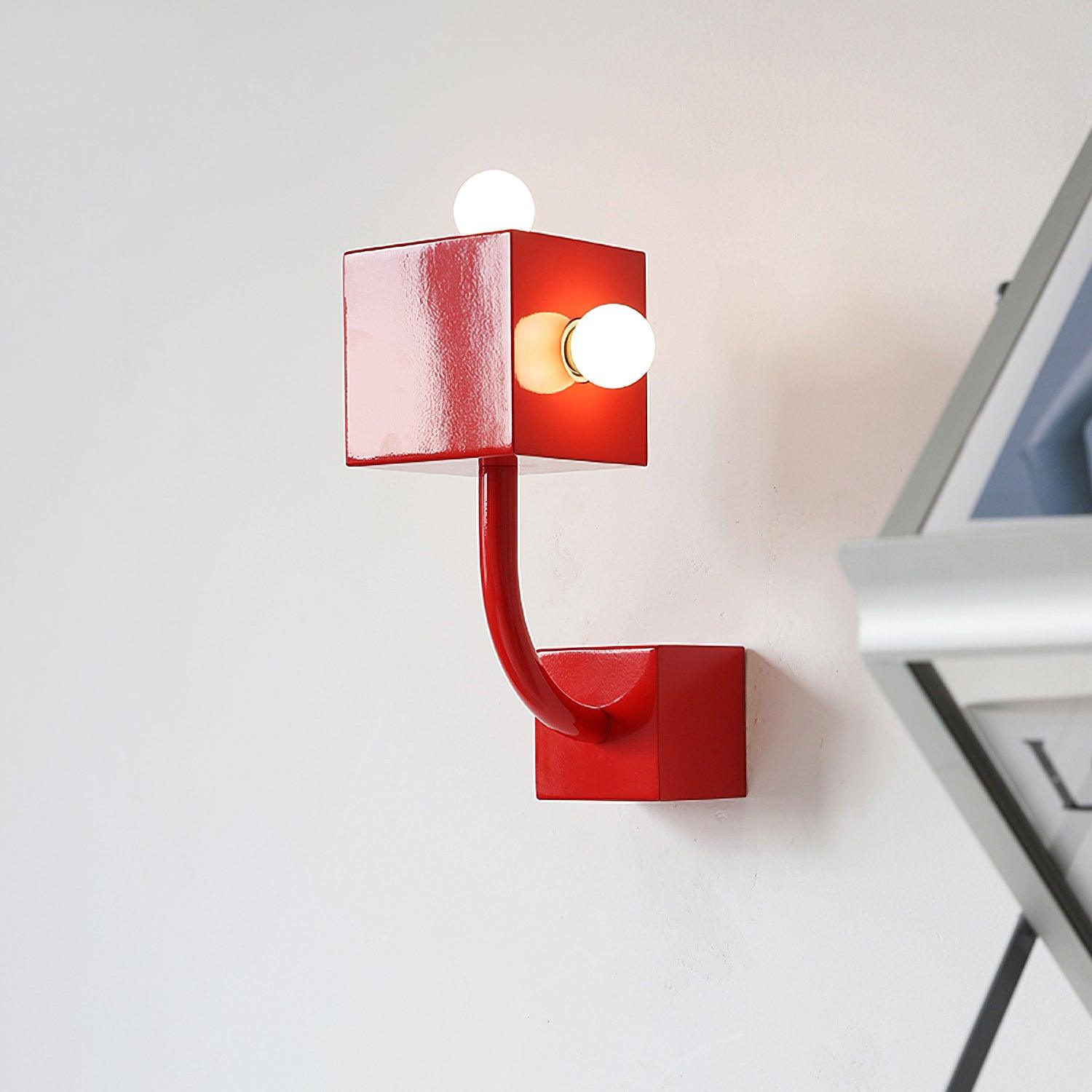 Modern Red Cube Wall Light