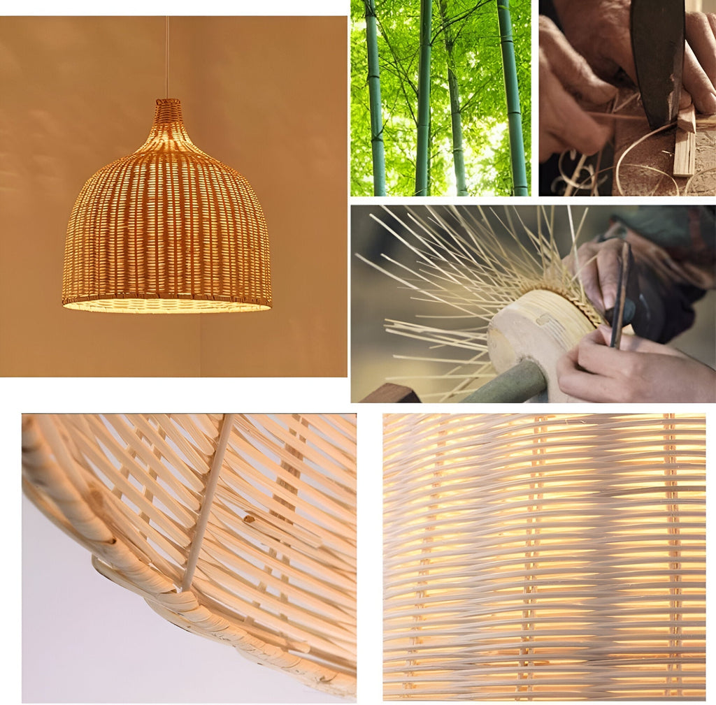 Braided Shine Natural Rattan Japandi Pendant Light