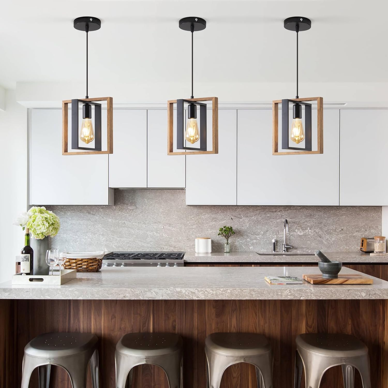 Rowan Wood and Metal Rustic Pendant Light