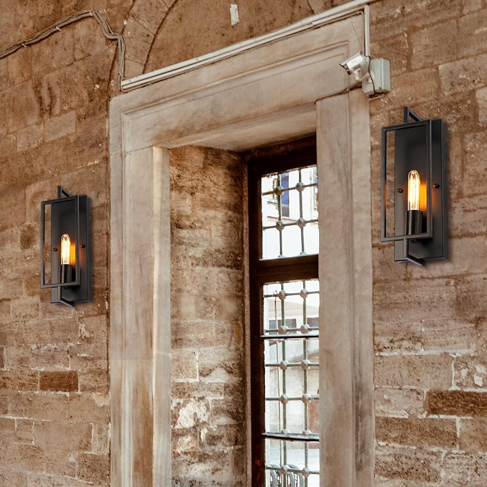 Industrial Metal Rectangular Frame Wall Light