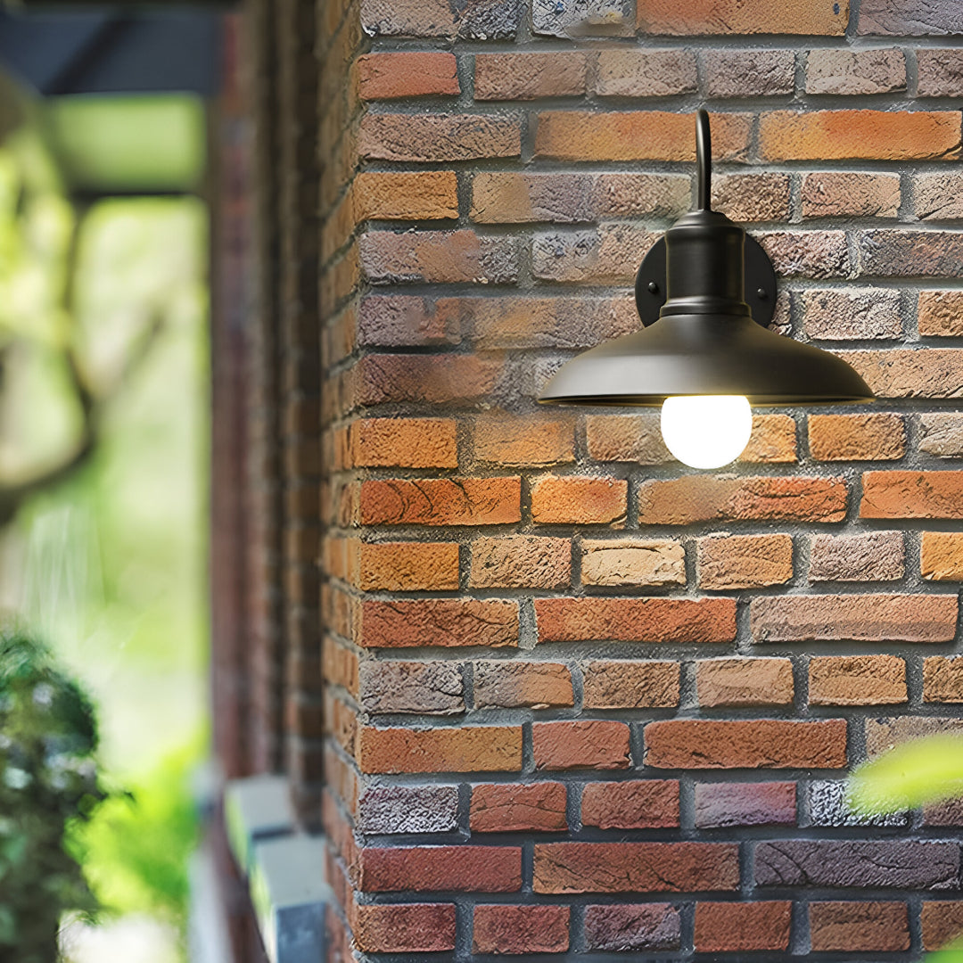 Industrial Bowl Shaped Iron Outdoor Wall Light