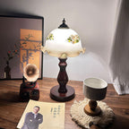 Oriental Dome Wood & Glass Table Lamp