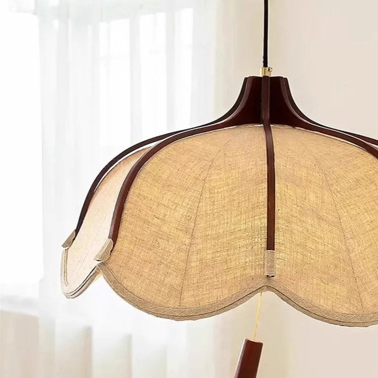 Modern Japanese Wabi Sabi Fabric Flower Shape Pendant Light