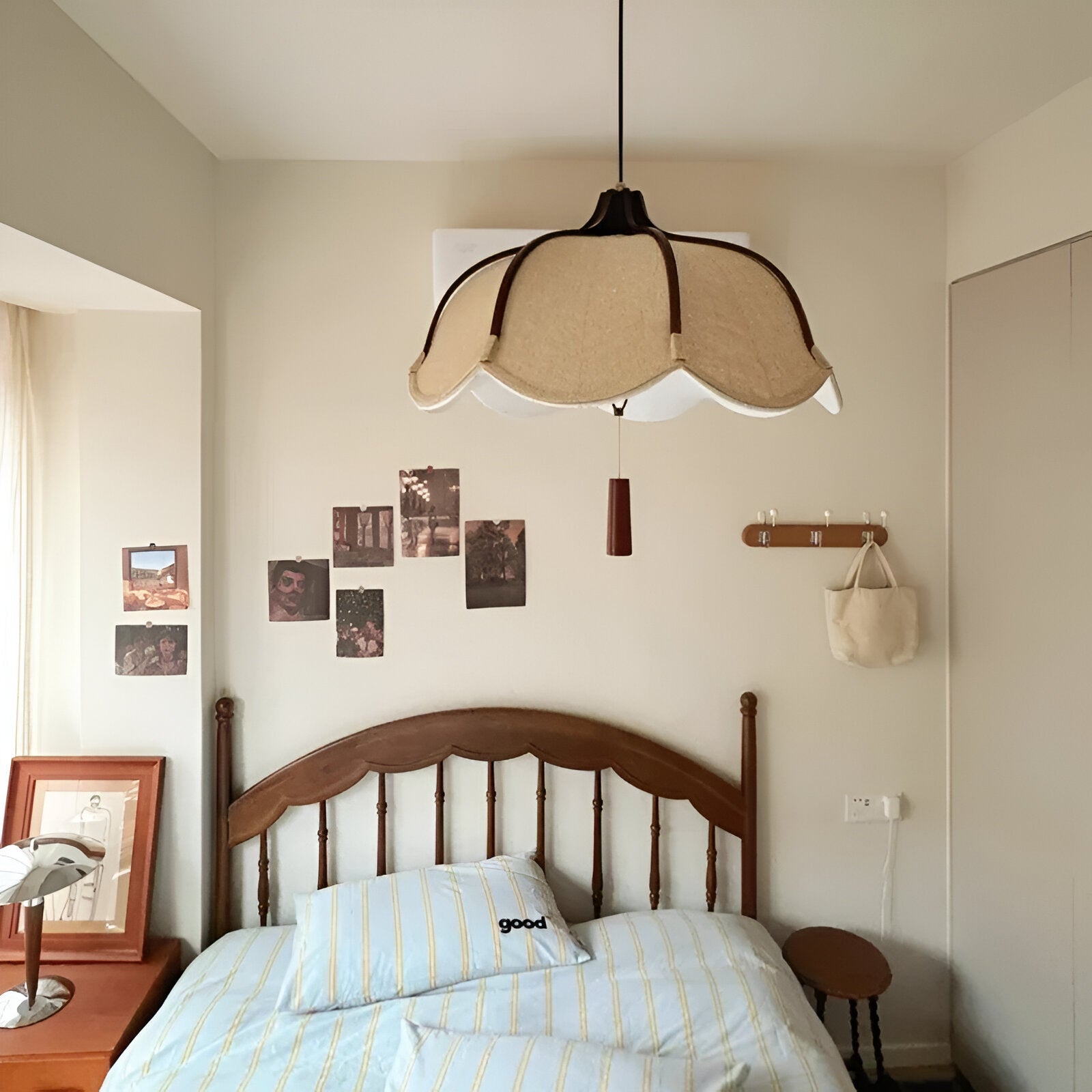 Modern Japanese Wabi Sabi Fabric Flower Shape Pendant Light