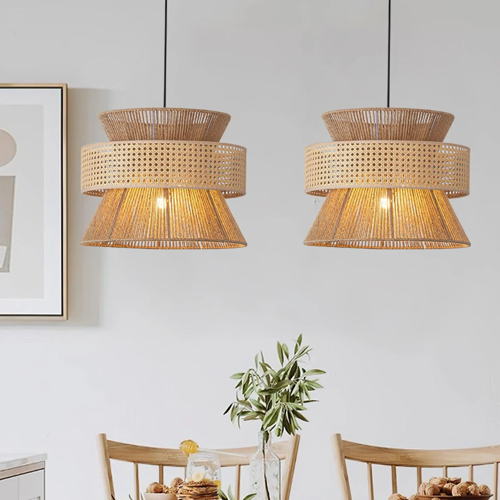 Handwoven Hemp Rope Rattan Veil Pendant Light