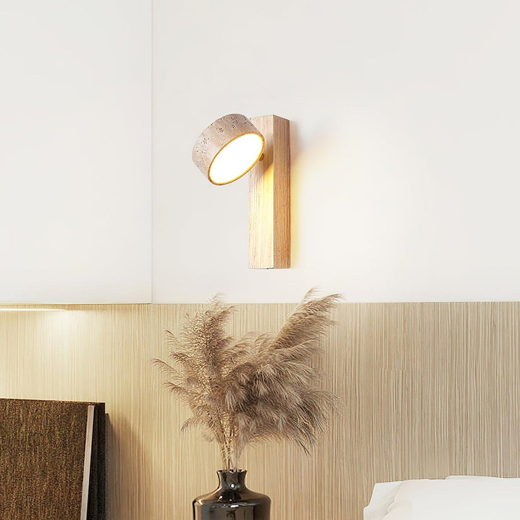Travertine Wood Bedside Wall Light