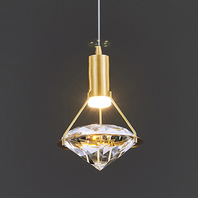 Diamond-Shaped Copper Crystal Pendant Light