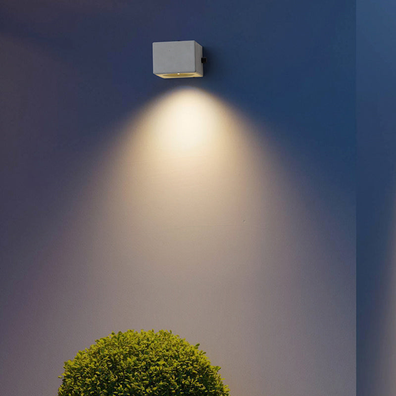 Minimalist Cement Square Outdoor Wall Light