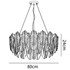 Luxury Gold Glass Feather Chandelier