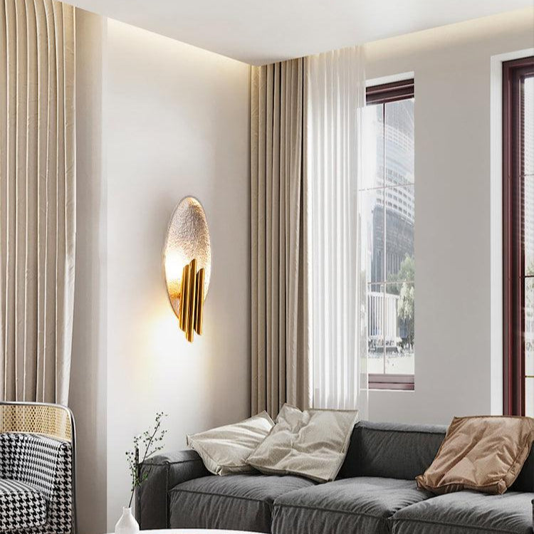 Luxury Oval Gold Foil Texture Metal Wall Light