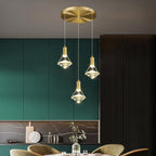 Diamond-Shaped Copper Crystal Pendant Light