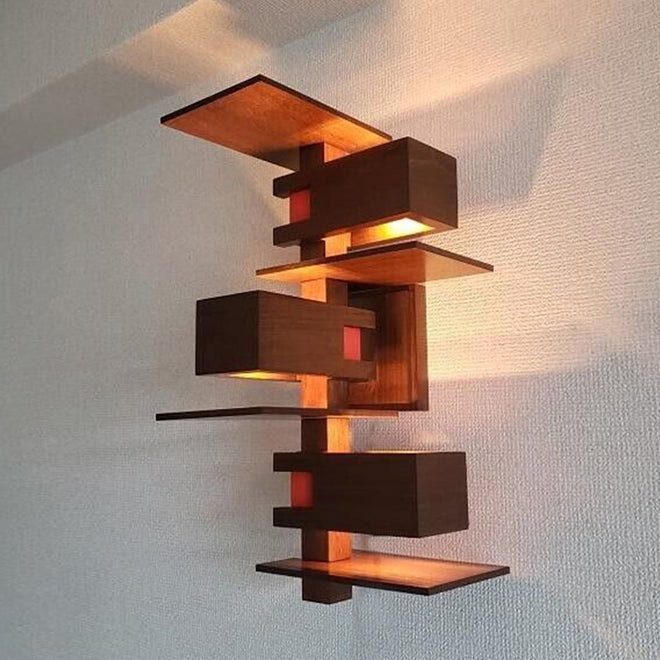 Creative Brick Red Wooden Wall Light