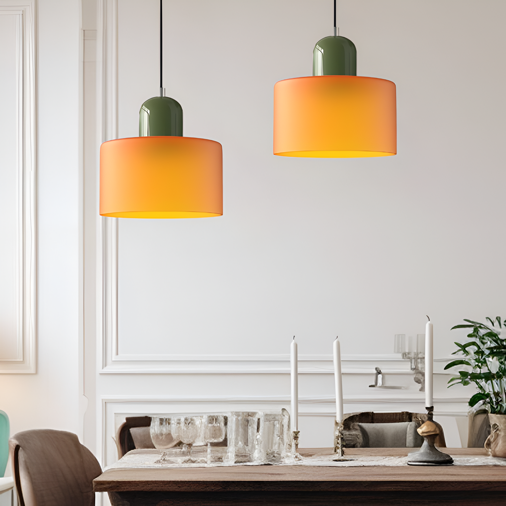 Nordic Iron Body Two-Tone Glass Pendant Light