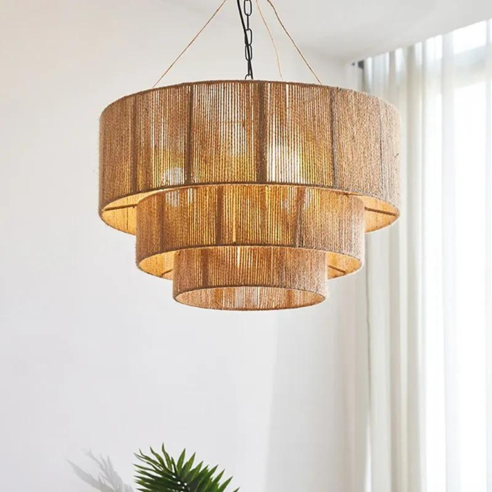 The Elegant Woven Waterfall Rattan Pendant Light