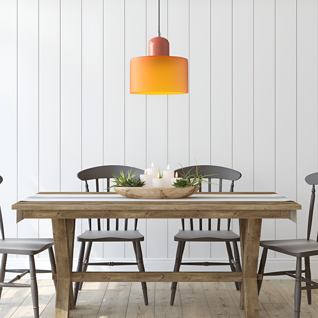 Nordic Iron Body Two-Tone Glass Pendant Light
