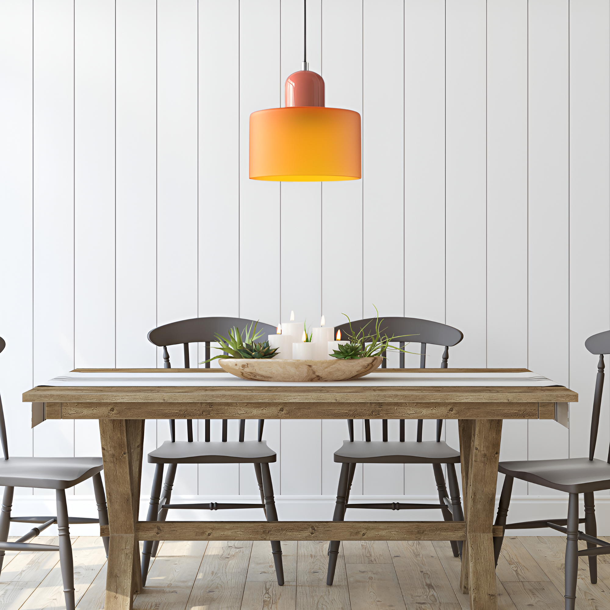 Nordic Iron Body Two-Tone Glass Pendant Light