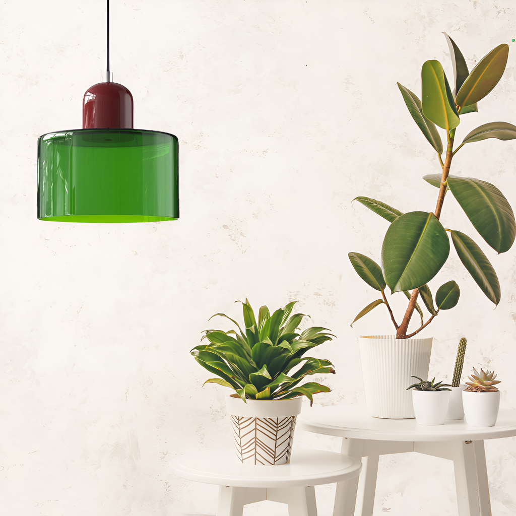 Nordic Iron Body Two-Tone Glass Pendant Light