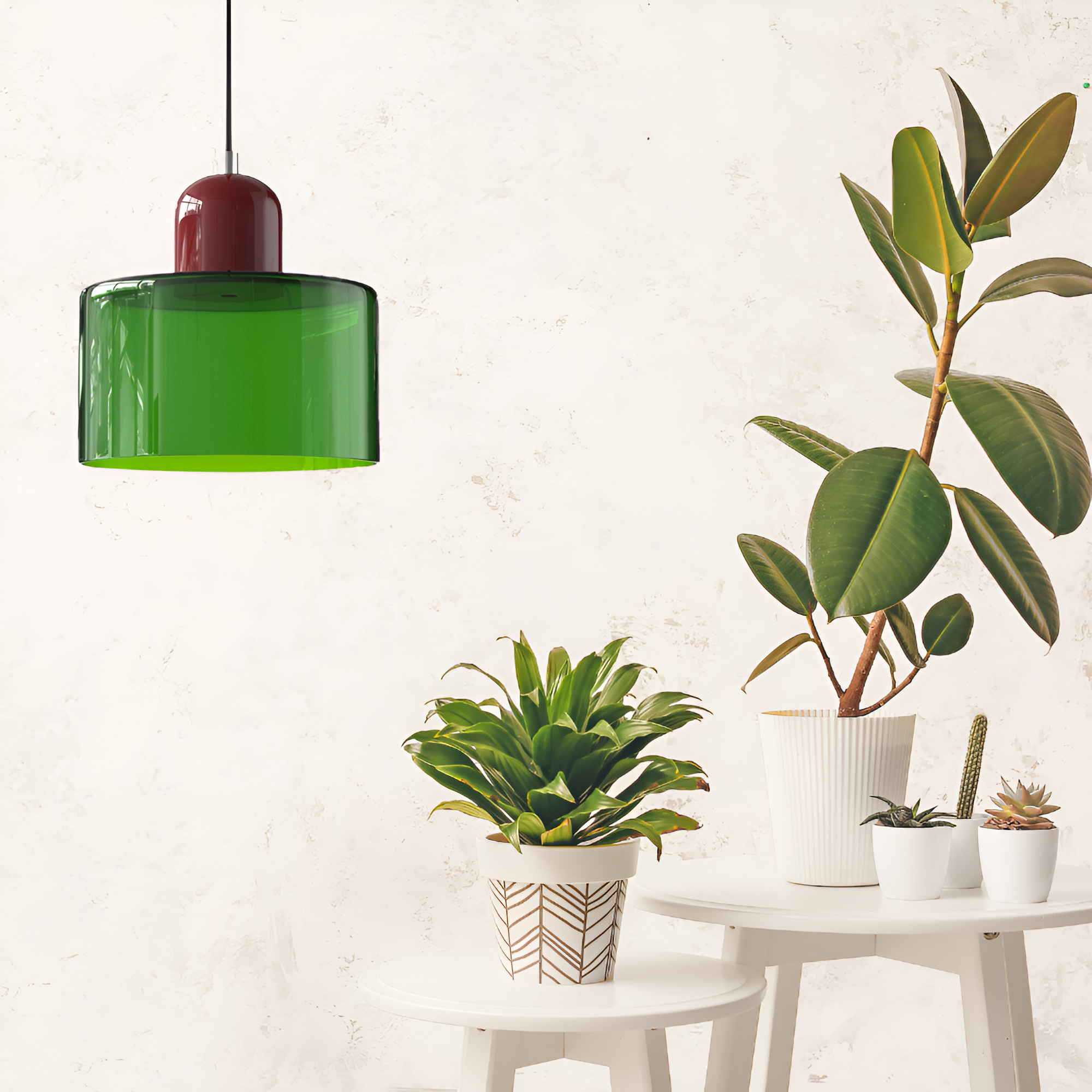 Nordic Iron Body Two-Tone Glass Pendant Light