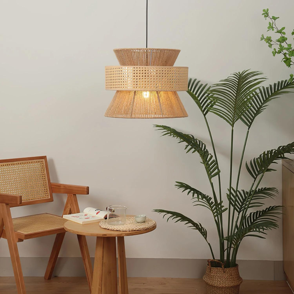 Handwoven Hemp Rope Rattan Veil Pendant Light