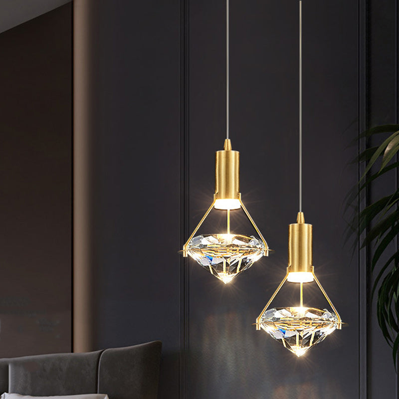 Diamond-Shaped Copper Crystal Pendant Light
