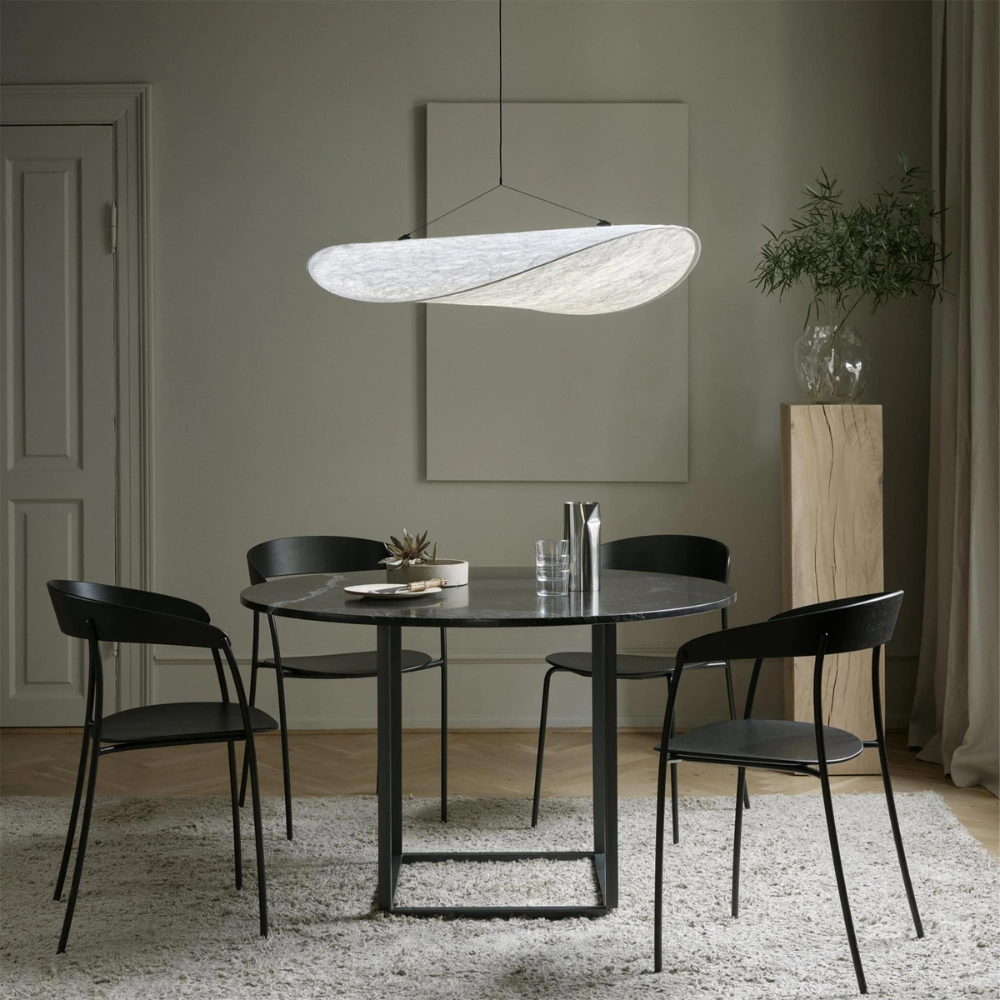 Japandi White Silk Fabric Minimalist Pendant Light