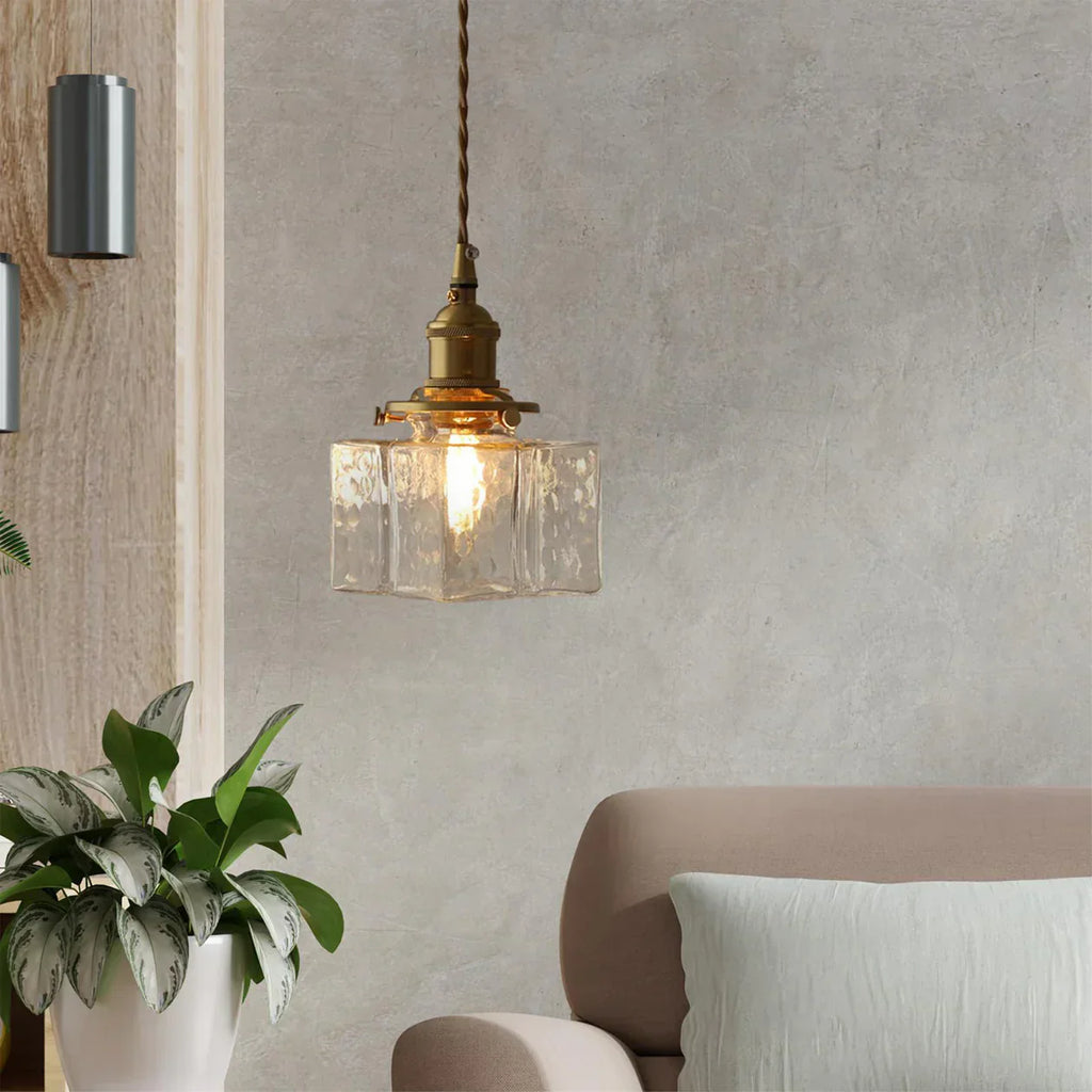 Jewel Brass Vintage Glass Pendant Light