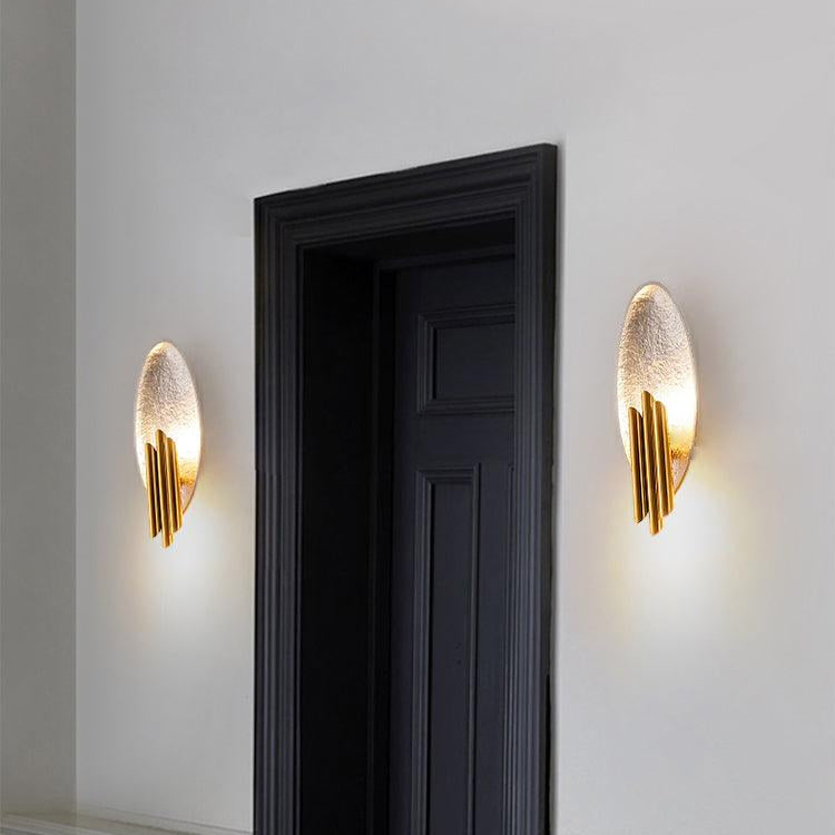 Luxury Oval Gold Foil Texture Metal Wall Light